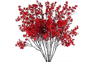 10PCS Red Artificial Babys Breath, Real Touch Fake Flowers for Home Decor