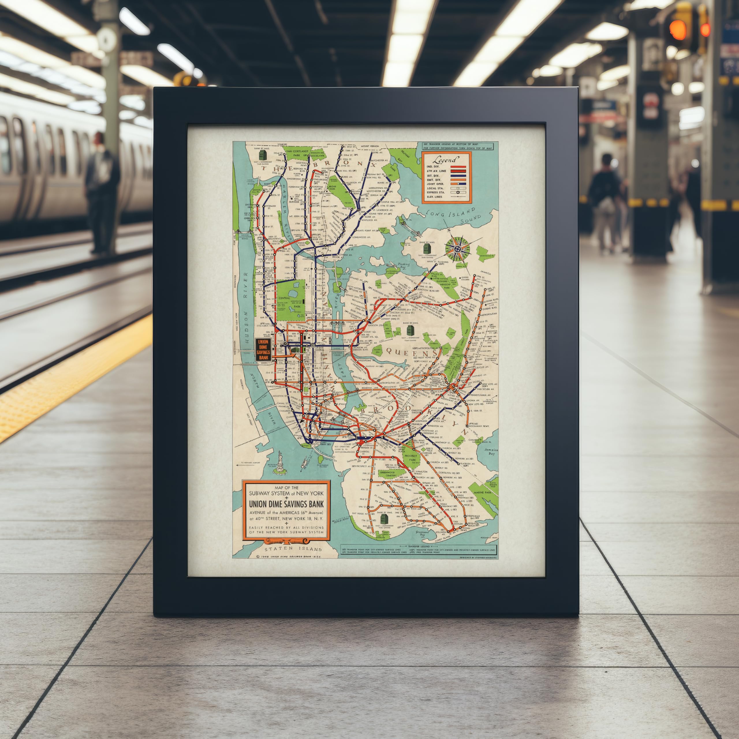 Amazon.com: Vintage 1948 New York City Subway Map 11x14 Unframed
