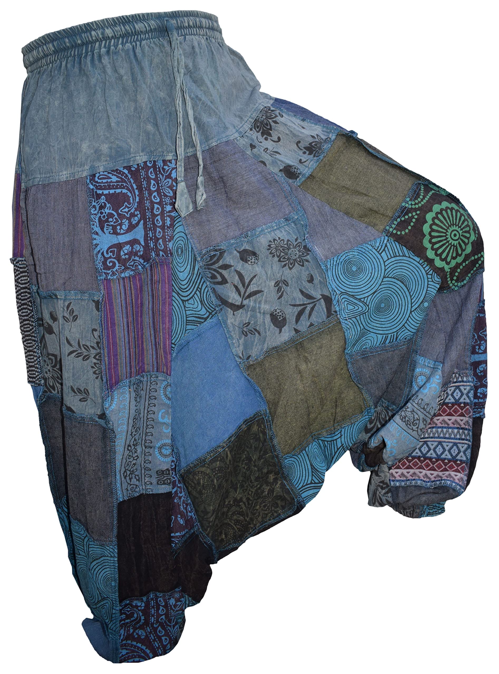 Gheri Pantaloni harem da uomo con stampa patchwork stone washed yoga bohémien larghi stampati