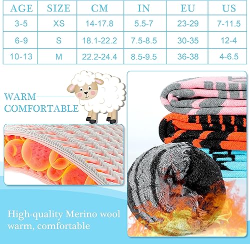 Miniatura 2 de wanchel Warm Kids Ski Socks - 2 Pairs Merino Wool Skiing Socks, Winter Warm Snowboard Thermal Socks For Boys Girls Toddlers