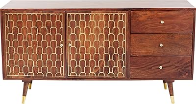 Kare Sideboard Muskat Grosse Breite Kommode Mit 3 Schuben Und 2 Turen Braun Mit Goldenen Akzenten An Der Schrank Front Oriental Sideboard Retro Sideboard H B T 75x145x45 Cm Amazon De Kuche Haushalt