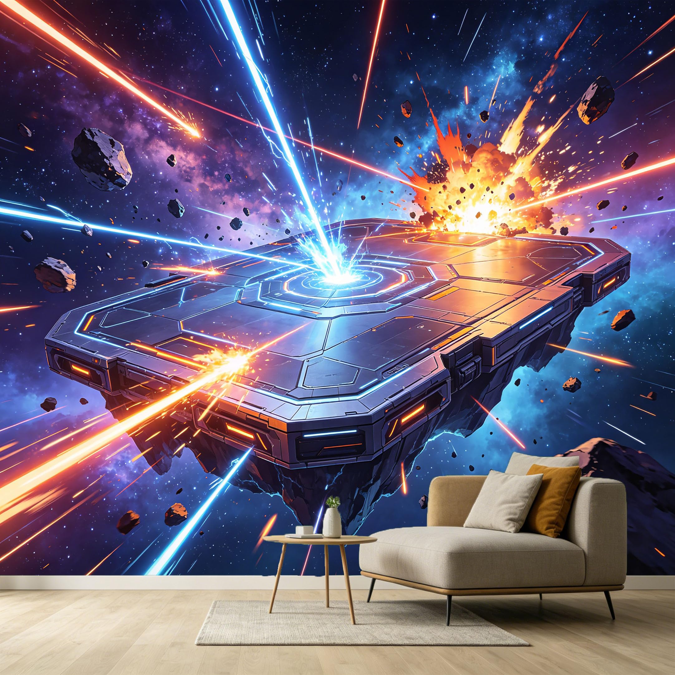 Custom Size Wall Murals Modern SciFi Abstract 3D Cosmic Exploration Interstellar Nebula Asteroid Impact SelfAdhesive Wall Fabric Removable Large Wallpaper for Living Room