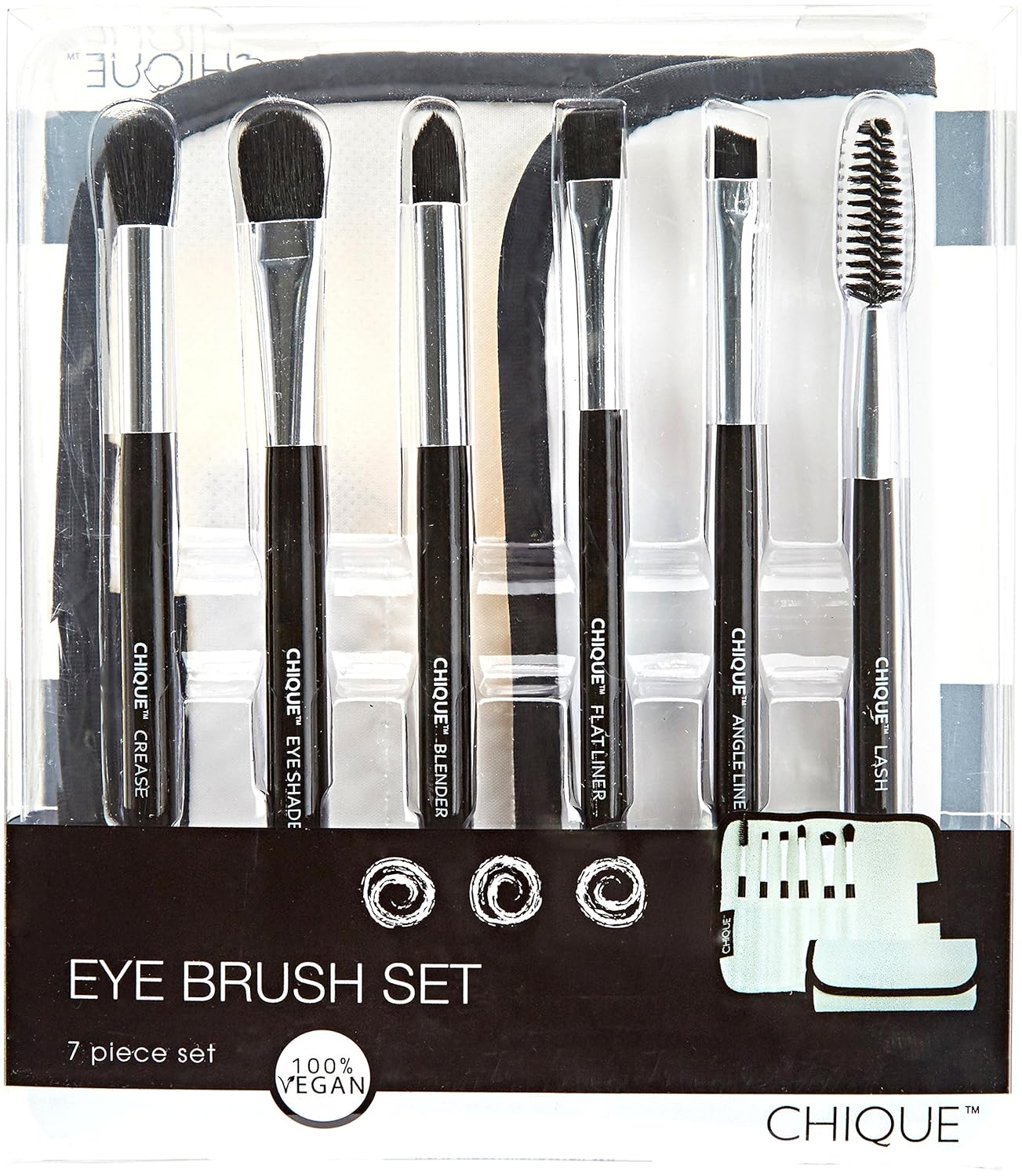 Royal & Langnickel Chique Eye Brush Set with Case, Black