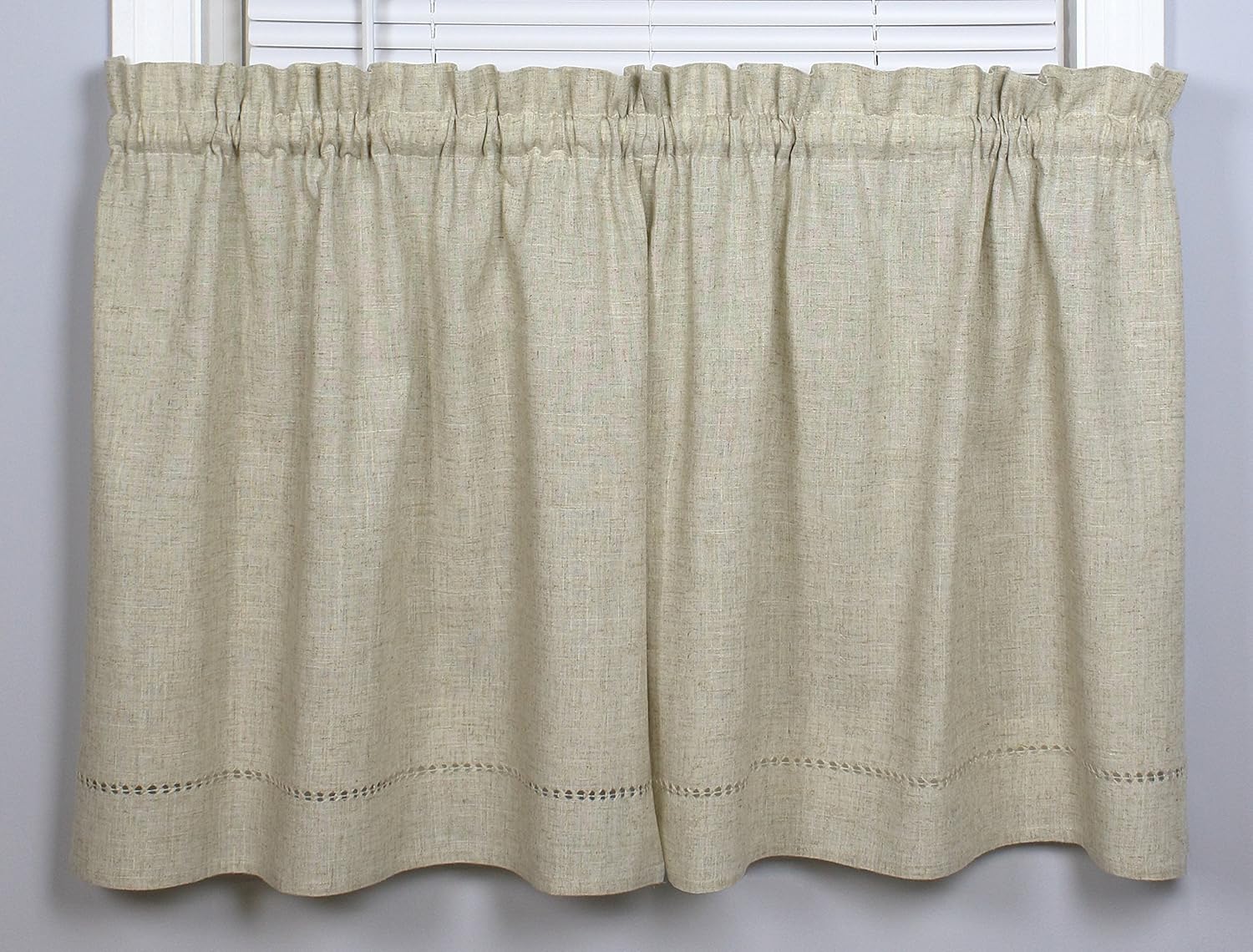 Snapshots 58 Inches Wide x 36 Inches Long Polyester and Linen Tier Curtain, Linen