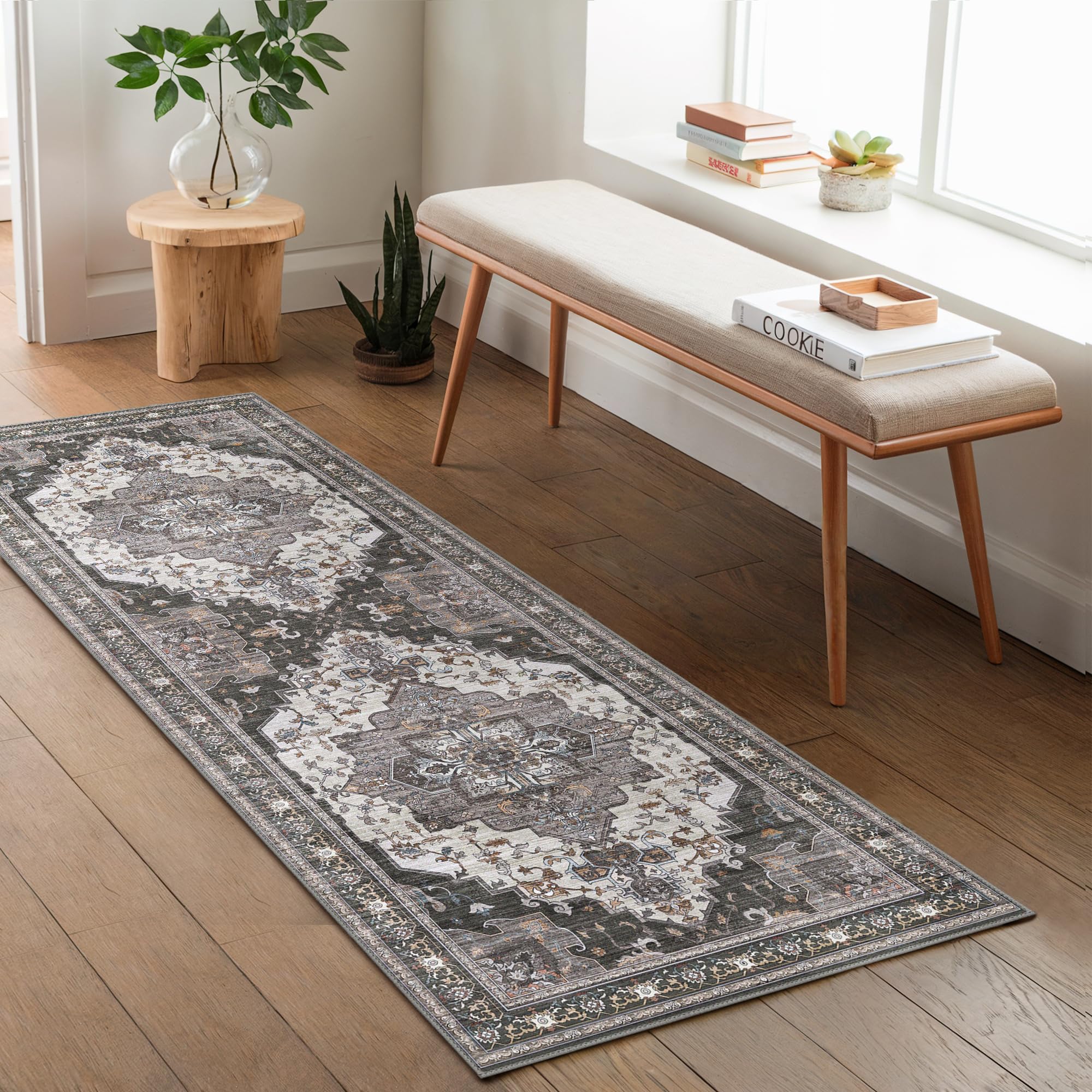 GENIMO Rugs Living Room 60x120CM Runner Rug Machine Washable Non Slip Boho Vintage No Pile Carpet for Bedroom Hallway, Lounge