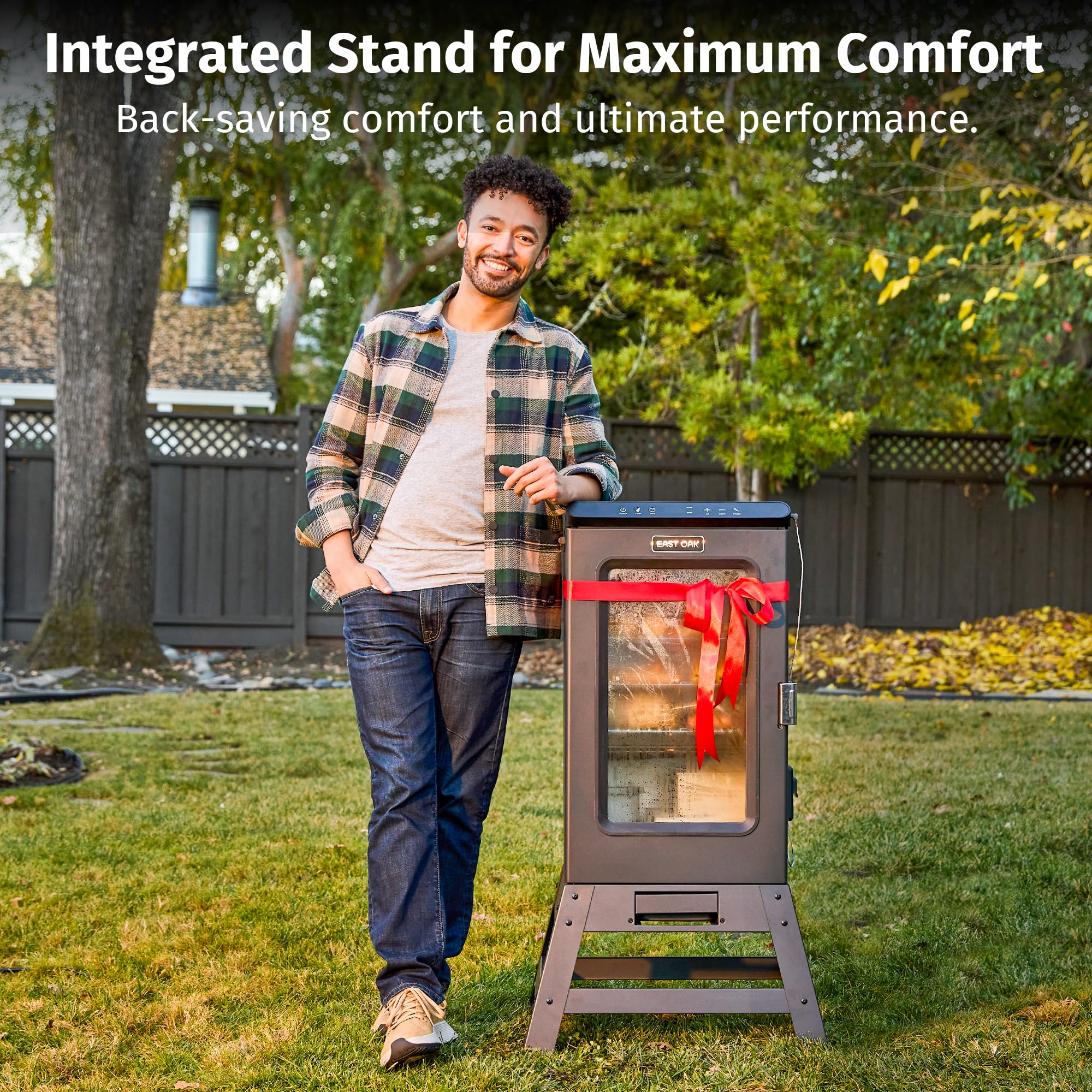 EAST OAK Ridgewood Pro 30" Electric Smoker Built-in Meat Probe & Elevated Stand for Outdoors Up to 6× Longer Smokes, Adjustable Side Chip Loader Smoke with 725 sq in Cooking Area, Night Blue - 5