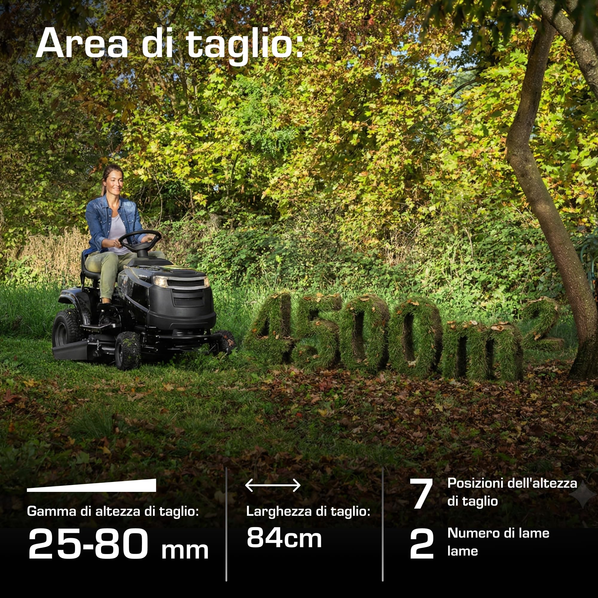 Alpina AT3 98 A Trattorino Da Giardino, 6,5 kW, 98 cm – Frizione Elettromagnetica PTO, 7 Altezze Di Taglio – Prati Fino A 4.500 m²