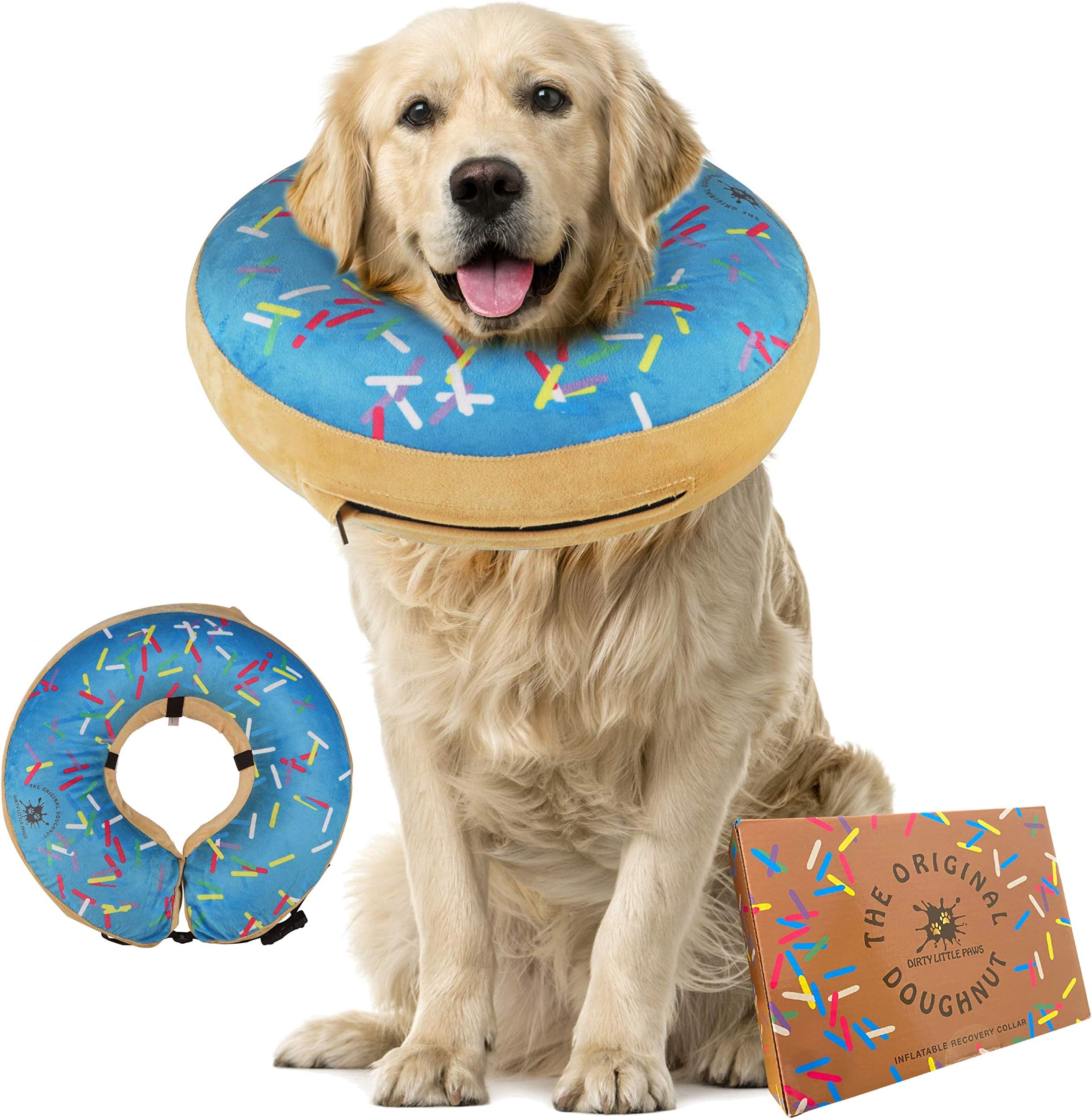 Inflatable Dog Collar | Great Alternative to a Dog Cone | Comfy Recovery Collar for Large Dogs (Blue)