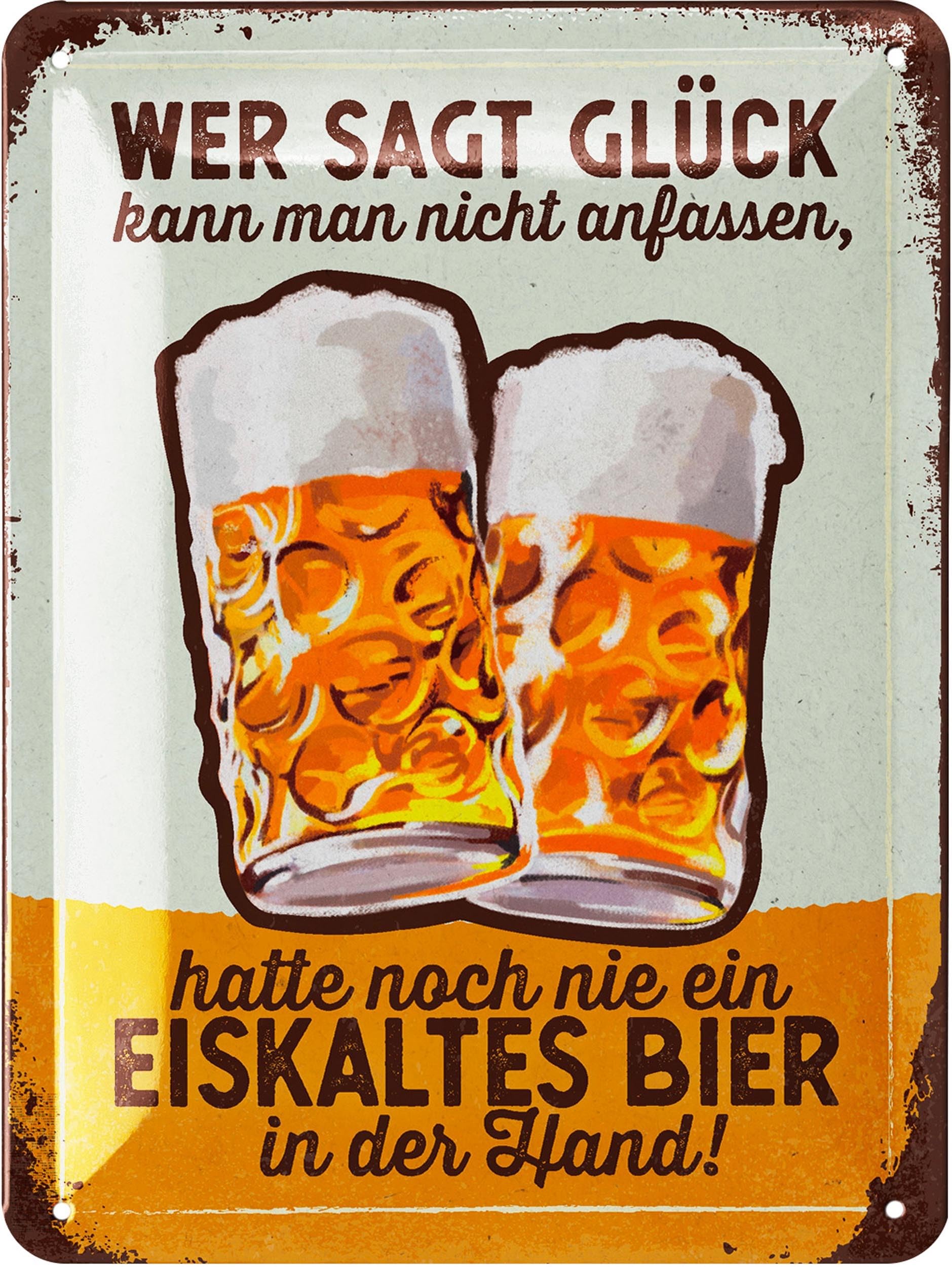 LANOLU Retro Blechschild Bier - lustige Schilder mit Sprüchen Bar Dekoration für Partykeller, Kneipen Bardeko für Stammtisch, Geschenkidee für Papa zum Vatertag, vintage Metallschild 15x20cm