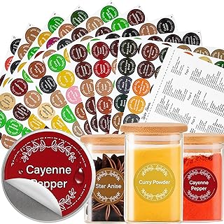 672 Color-Coded Spice Labels Book with A–Z Index – Waterproof & Oil-...