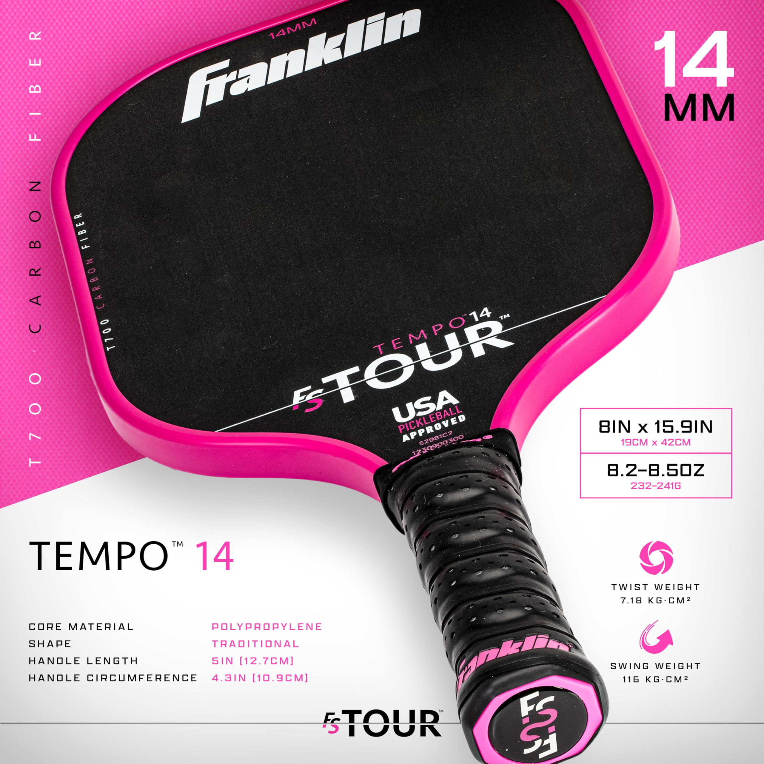 Franklin Sports Paddle Set Ensemble de Raquettes de Pickleball Pro-Série FS Tour Mixte