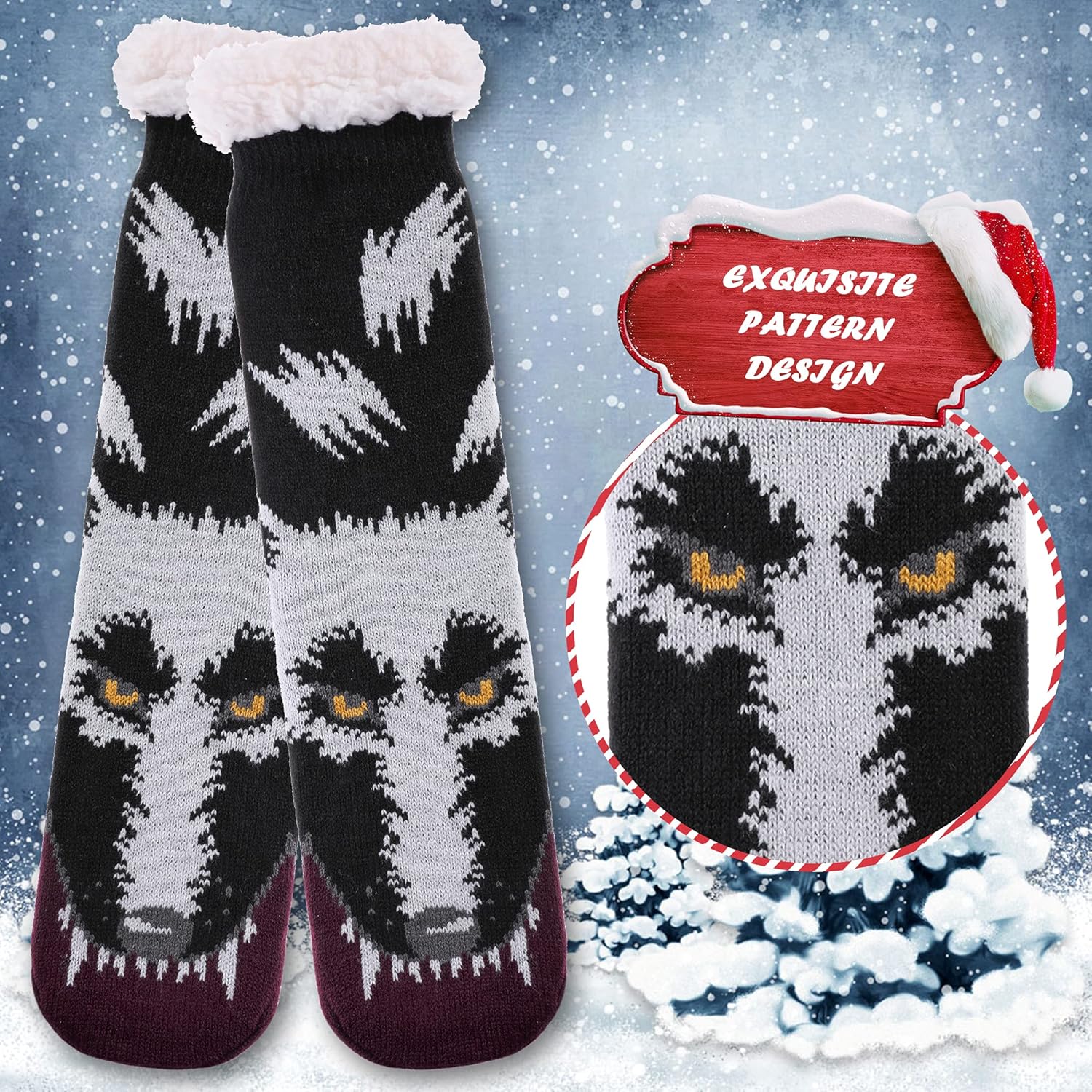 DYW Mens Slipper Socks Animal Fuzzy Non Slip Fluffy Winter Warm Soft Thick Fleece lined Thermal Home Socks - Image 7