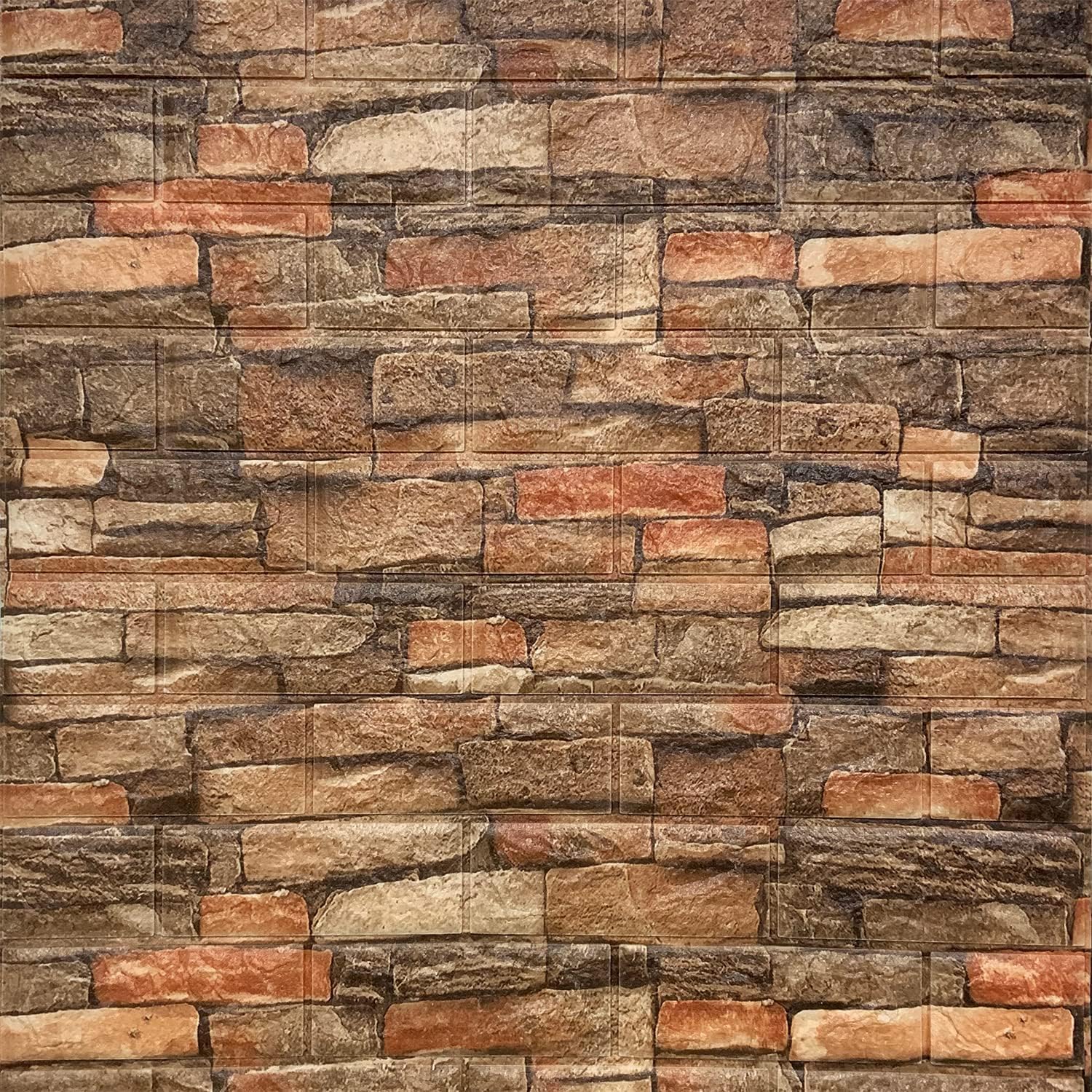 Barebeauty 3D Wall Panel Wallpaper, Self Adhesive PE Foam Brick Sticker, Waterproof Peel & Stick Wall Covering for Home, Bedroom & Living Room Decor, 70 x 77 cm (Pack of 1, 5.8 Sq. Ft. Approx)