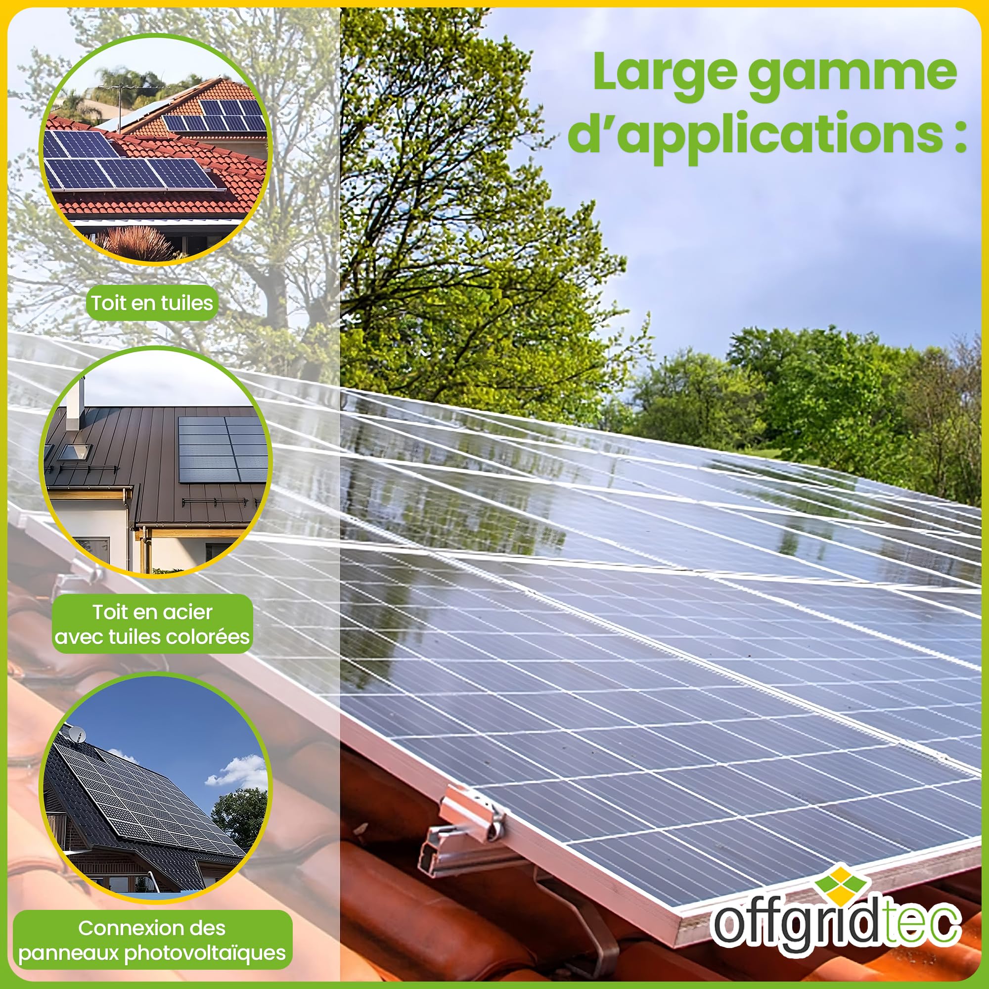 Offgridtec© Lot de 4 crochets de toit en acier inoxydable réglables sur 3 positions