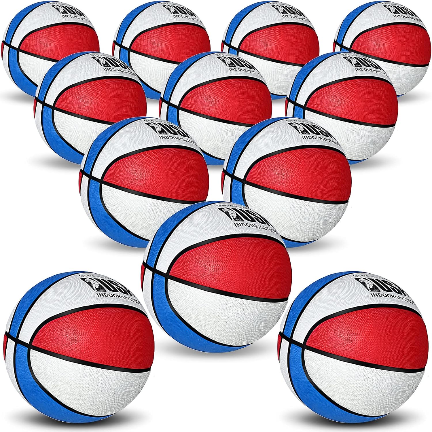 Junkin 12 Pcs Rubber Basketballs Bulk Official Indoor Outdoor Basketball Balls