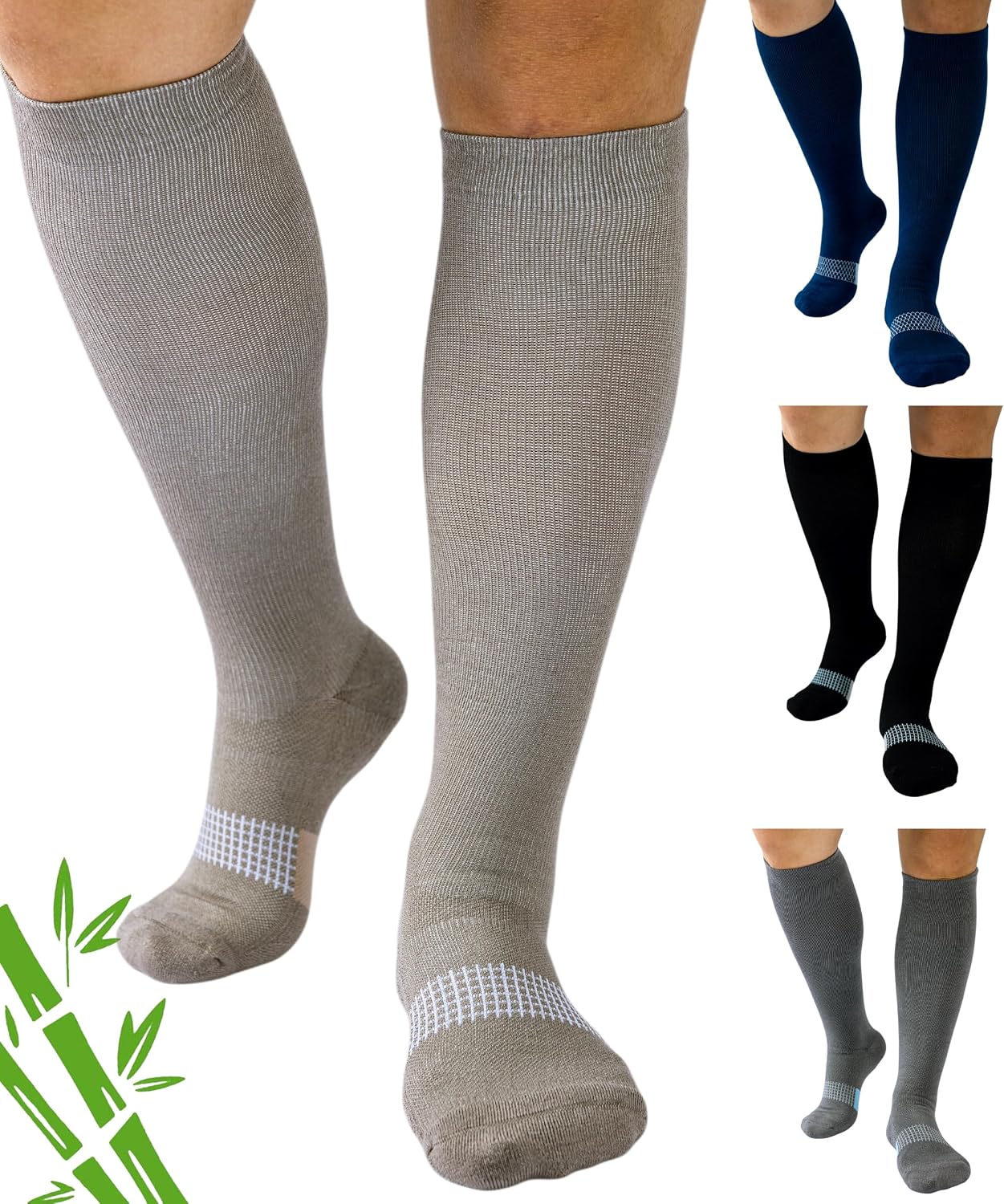 Bamboo Compression Socks for Women Men 15-20mmHg Flying 4 Pairs