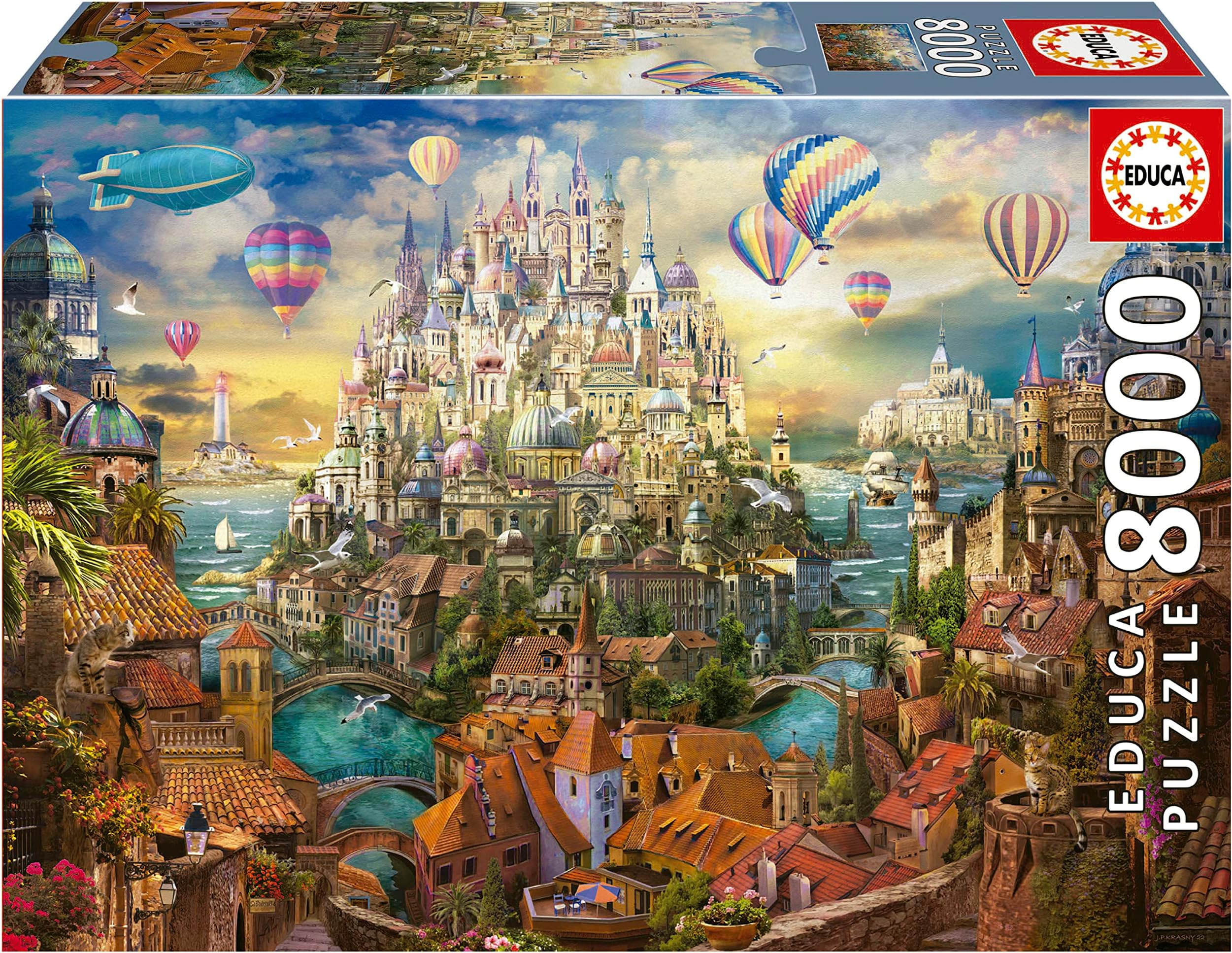 Educa - Ville de Rêve | 8000 pieces puzzle. Measurement: 192 x 136 cm. Comprend Un Service de pièce Perdu jusqu'à Stock. From 14 Ans (19570)