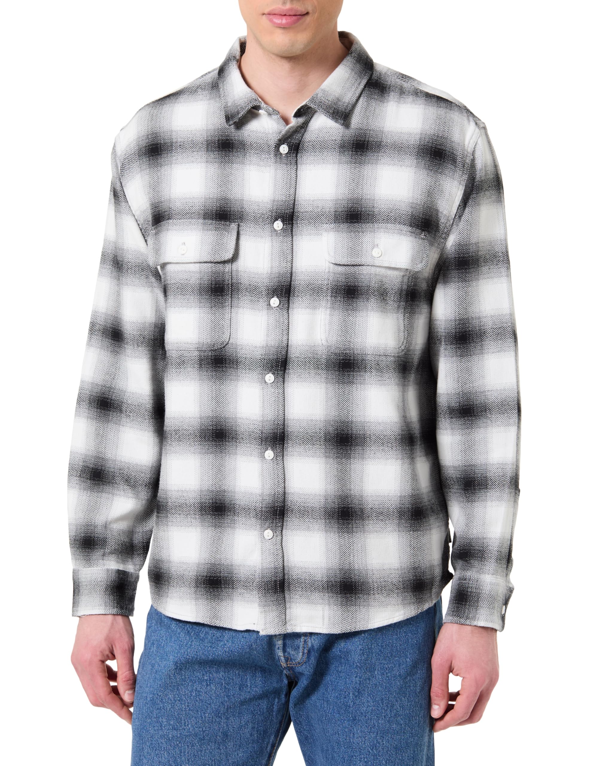 Vans Lawson Plaid Flannel Shirt, Marshmallow/Black, XL