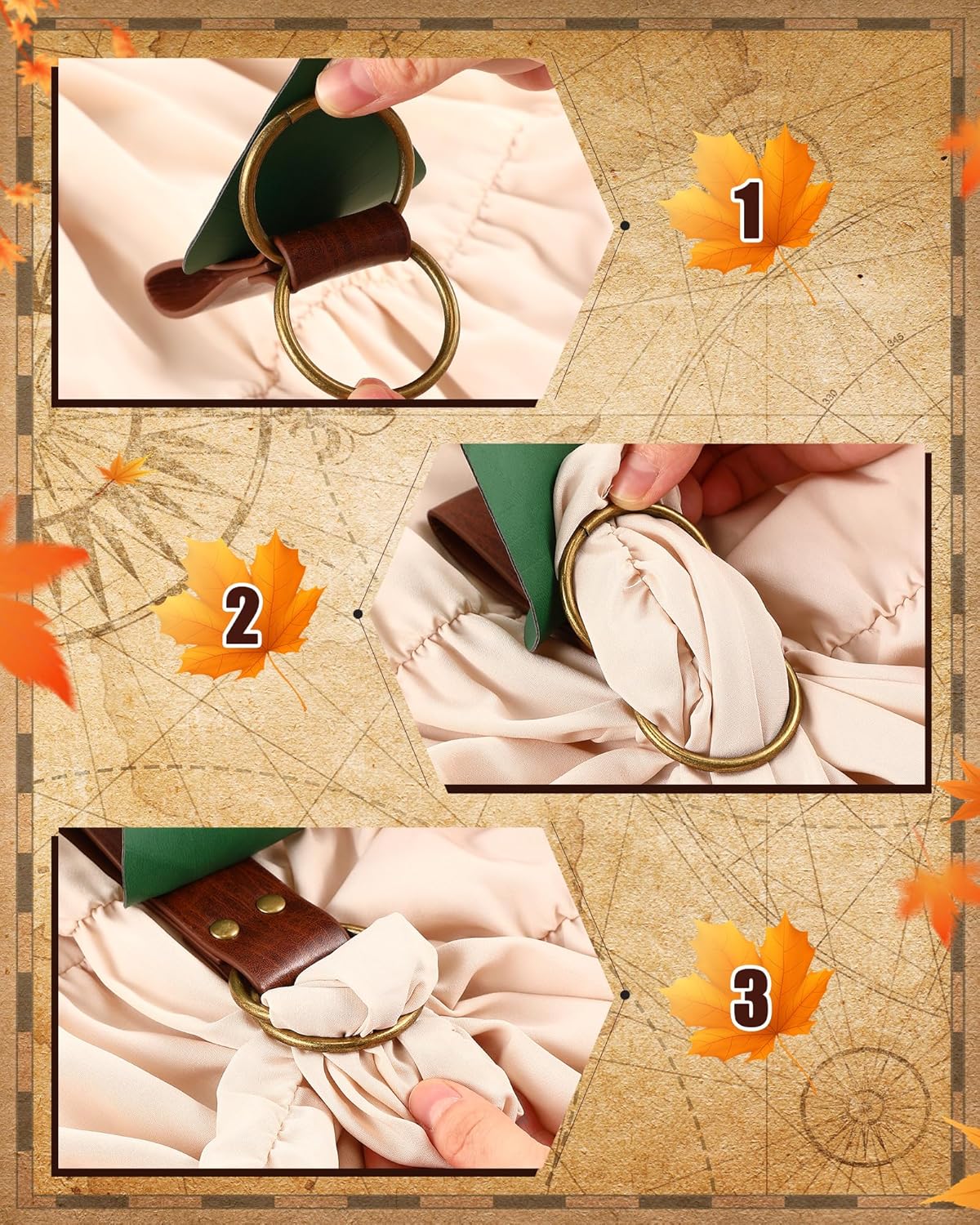 6 Pcs Women Renaissance Accessories Leaf Belt Bag Medieval Viking Belt Potion Bottles Leather Skirt Hikes - Image 6