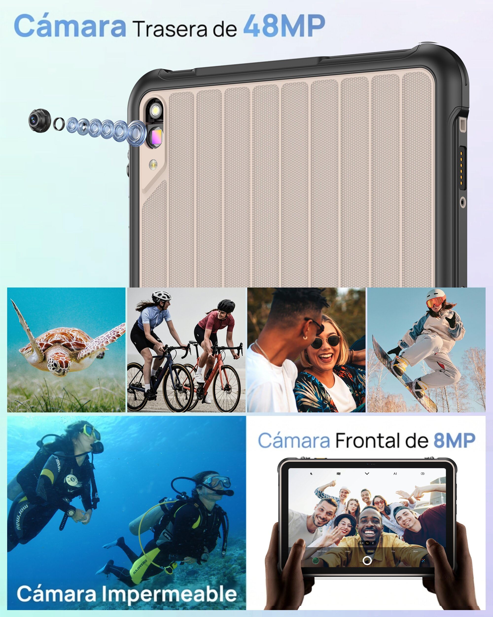 Ulefone Rugking Pad 2 Pro Tablet Rugerizada Android 16, eSIM 16GB RAM + 128GB ROM (TF2TB), 10200mAh Tablet Resistente 90Hz 10,1" 8+48MP, IP68/IP69K, Dual SIM/NFC/GPS/OTG, Amarillo - 4