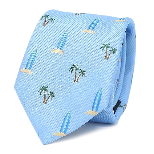 Coconut Tree And Surfboard Necktie Microfibre Woven Nautical Theme tie