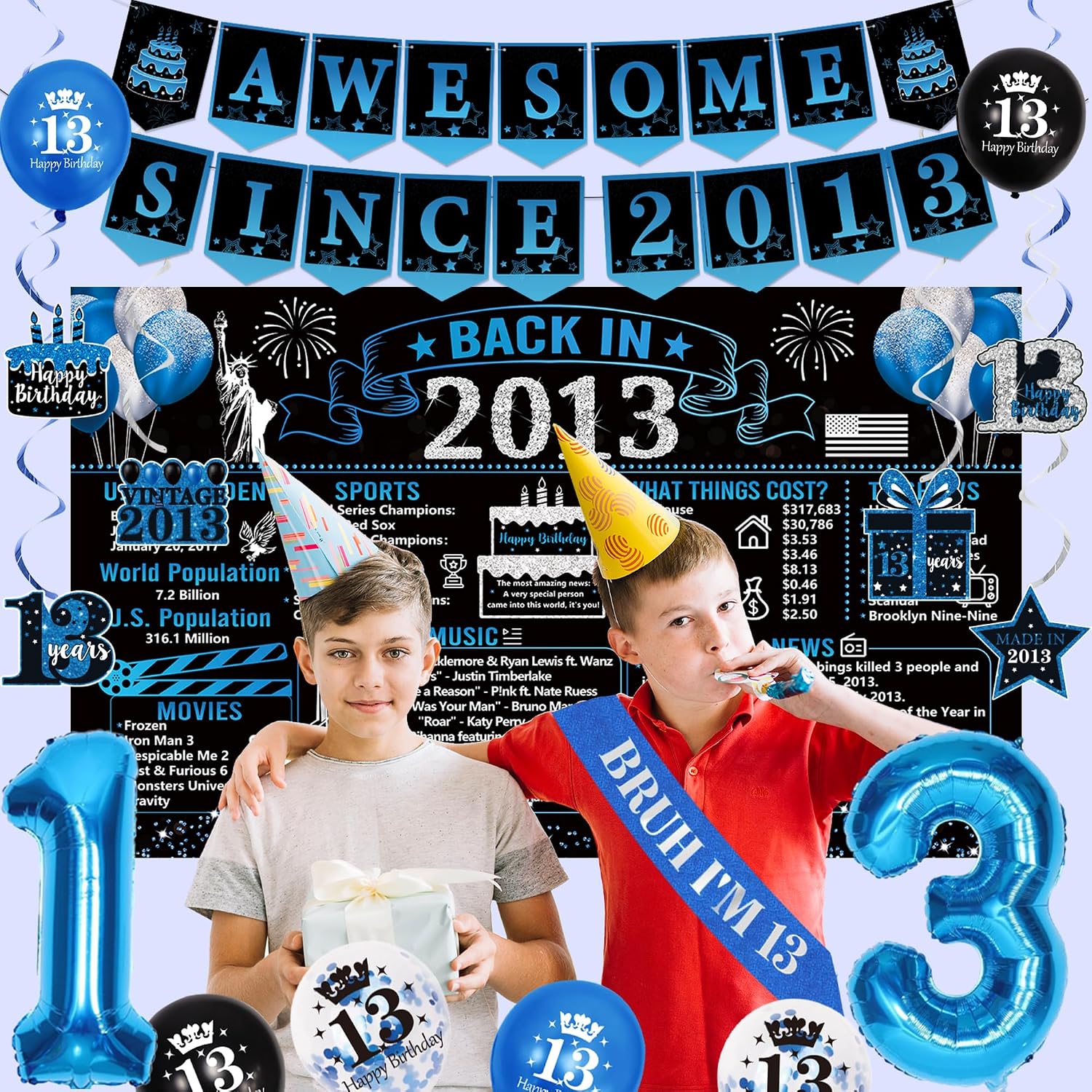 Trgowaul 13th Birthday Decorations for Boys, Blue Back in 2013 Poster image 5
