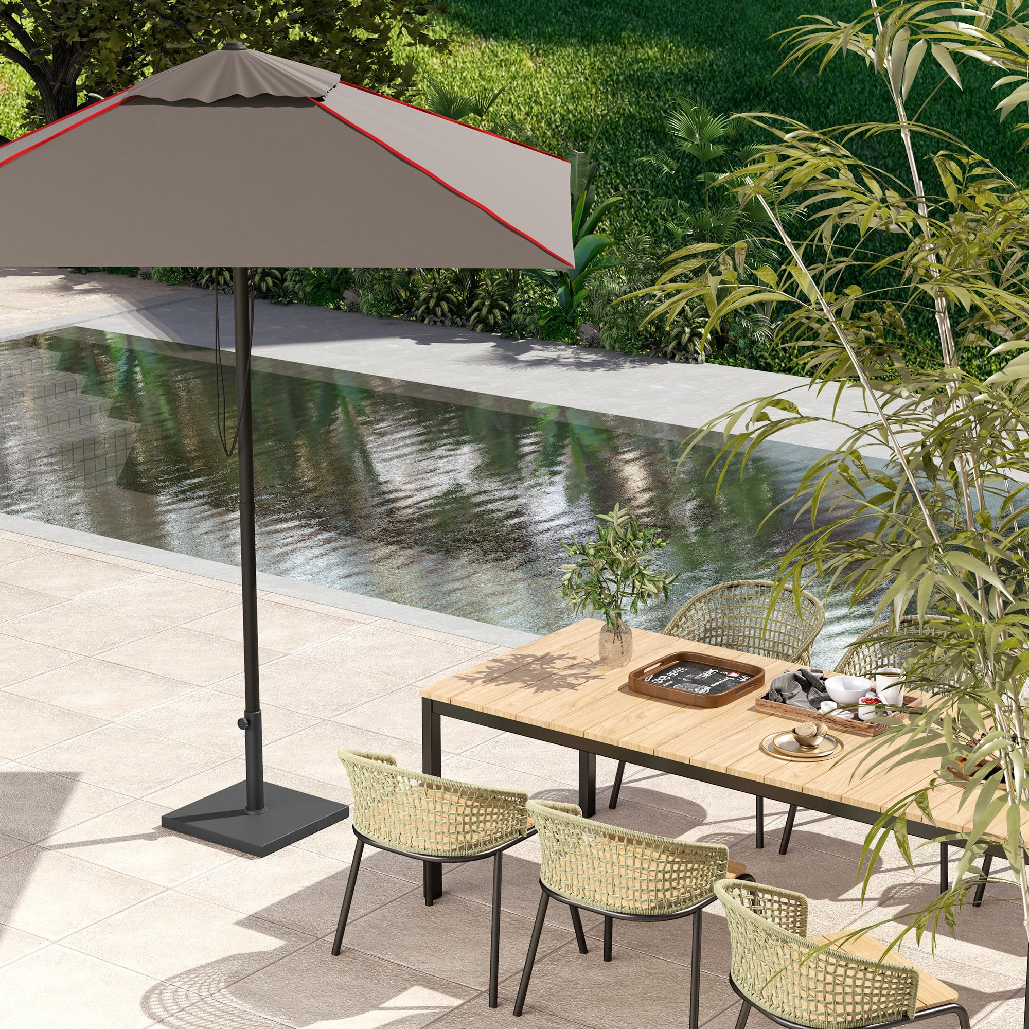 Outsunny Base per Ombrellone da Giardino in HDPE e Cemento, Basamento per Ombrellone Quadrato con Manovella Integrata, Supporto per Ombrelloni Ø38/48 mm, per Esterno, Bar, Patio, Peso 18 kg, Nero