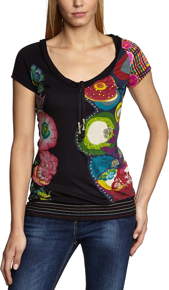 Gants Desigual Rambutan - Noir Avec étoiles Dorées, Taille S/M Pour Fille/femme - 90% Acrylique, 10% Polyester, Lavable Machine