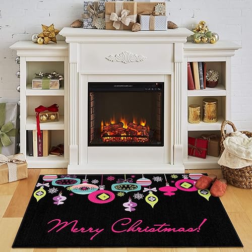Miniatura 6 de Mohawk Home Tapete de cocina de Navidad lavable a máquina, adornos brillantes negros (1' 6" x 2' 6")