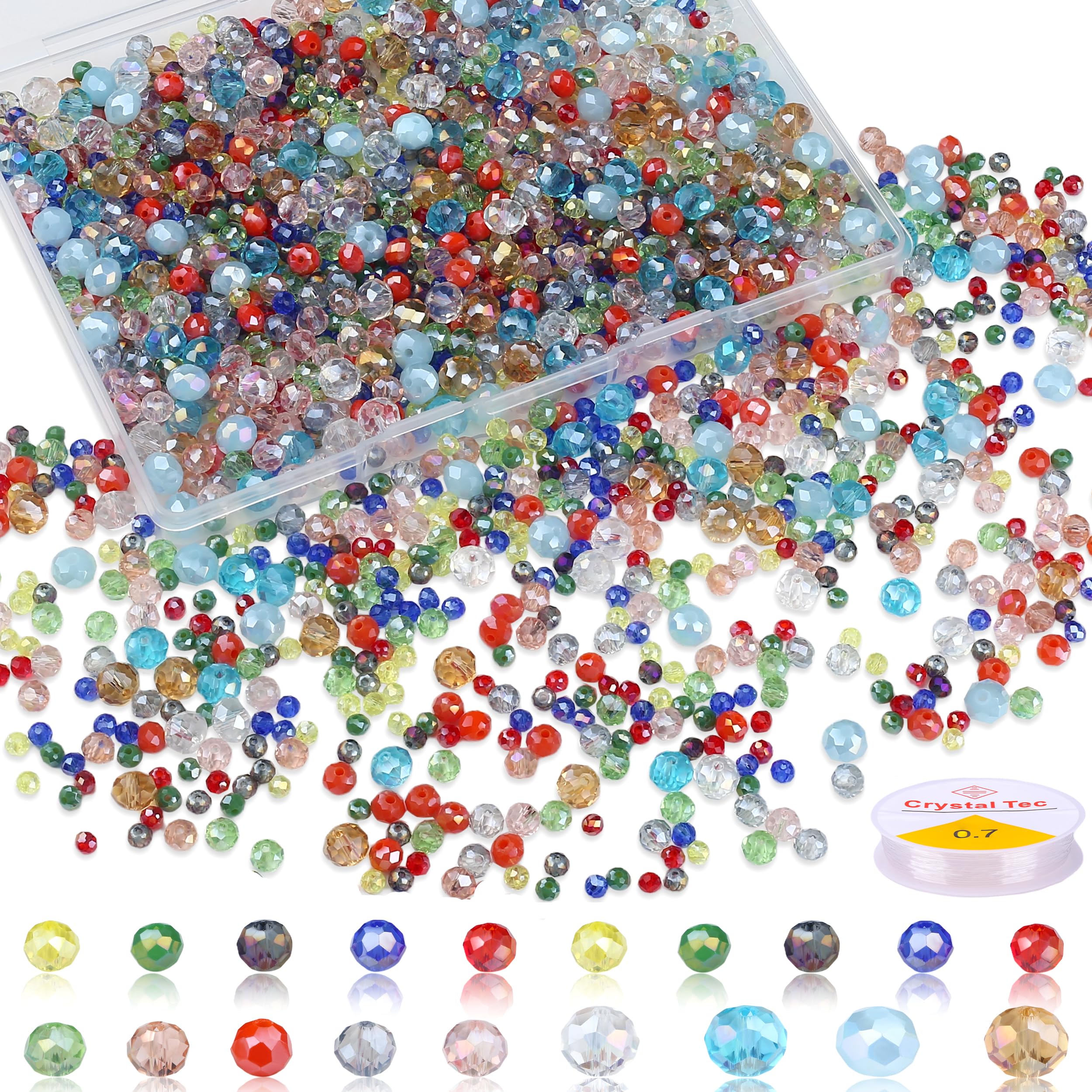 XIANNVXI 1100Pcs Coloured Glass Beads Set,4/6/8mm,14 Colours — image 1