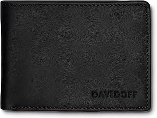 Essentials Kartenetui Schwarz – Elegante kleine Brieftasche aus feinem Leder – edler Card Holder mit 6 Steckfächern, 2 Taschen, 2 Fenstern und schützender Klappe