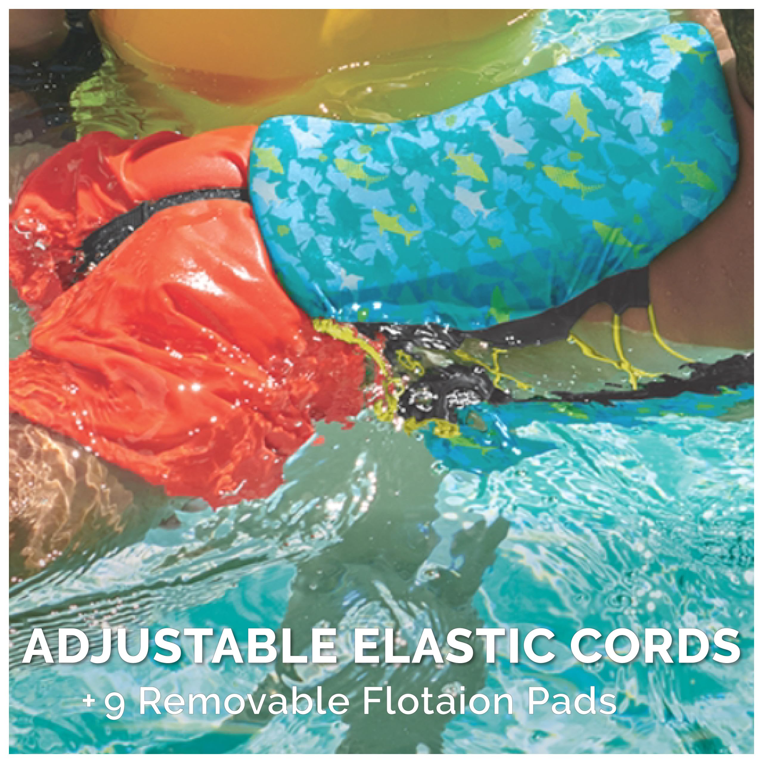 SwimWays Power Swimr - Chaleco de natación para piscina al aire libre para niños, flotador de piscina ajustable para entrenamiento de natación, mediano, tiburón