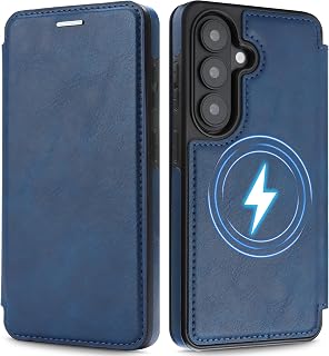 for Samsung Galaxy S26 Wallet Case with [RFID Blocking] Card Slot, MagSafe-Fit，PU Leather Strong Magnetic Flip Fold Protective Phone Case for Samsung S26 Case Wallet,Blue