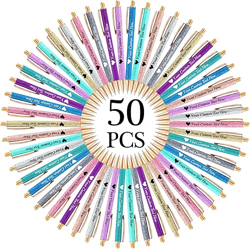 Miniatura 10 de Hasta 100 bolígrafos personalizados a granel con nombre, bolígrafo con purpurina personalizable, logotipo de negocios, mensaje de texto, regalo