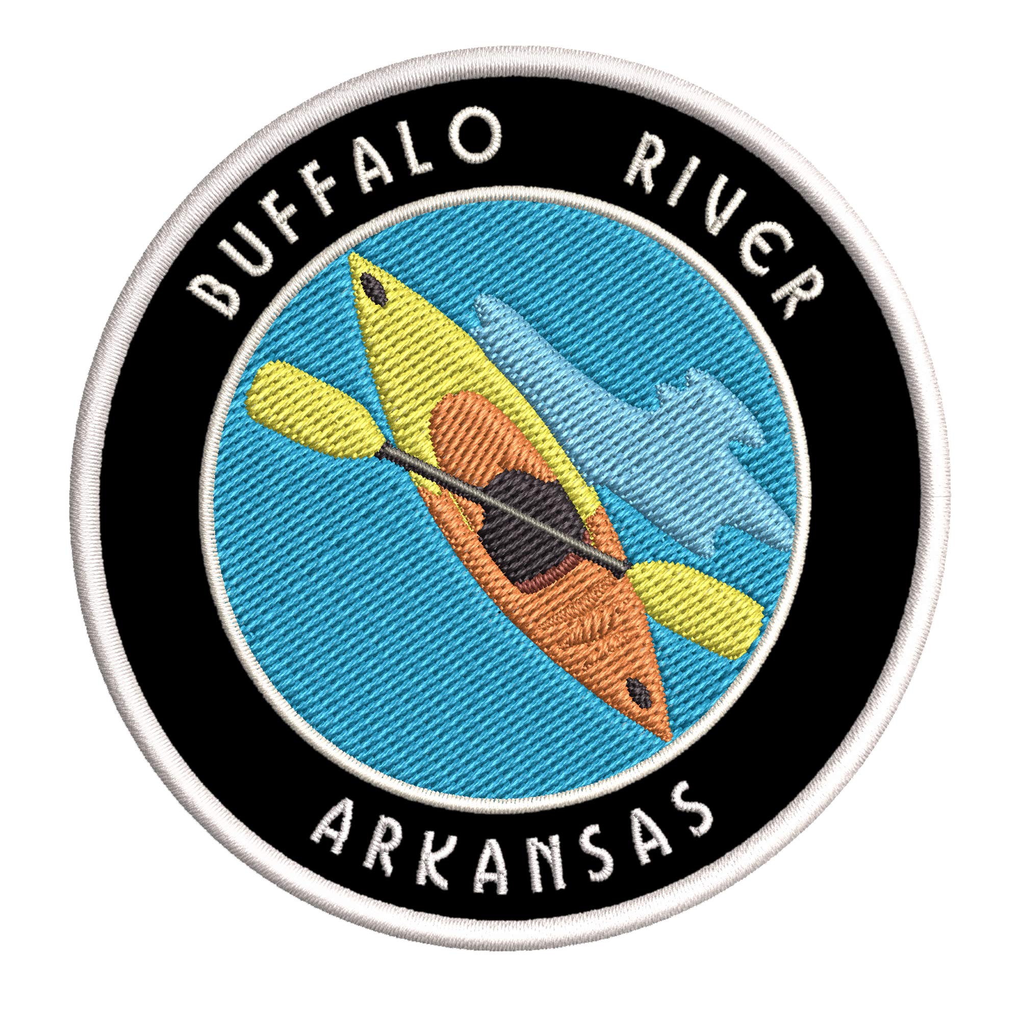 Buffalo River, Arkansas Kayak Embroidered Premium Patch DIY Iron-on or Sew-on Decorative Badge Emblem Vacation Souvenir Travel Gear Clothes Appliques