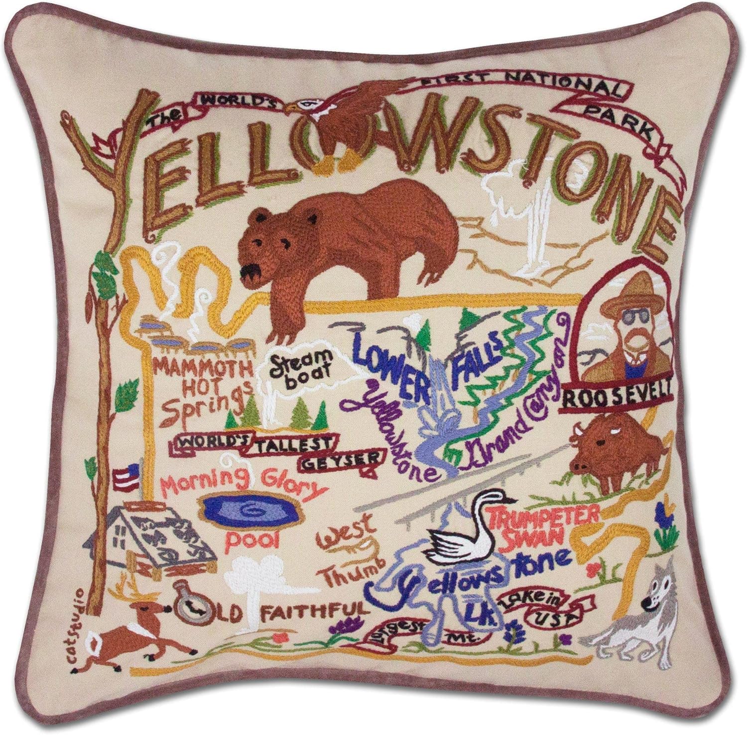 Catstudio Yellowstone Embroidered Decorative Throw Pillow