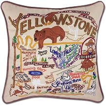 Catstudio Yellowstone Hand Embroidered Pillow, Decorative Throw Pillow | Hand Embroidered Pillow - Original Embroidery Artwork - Throw Pillow for Couch & Bed - Travel Souvenirs, Home Decor & Gifts