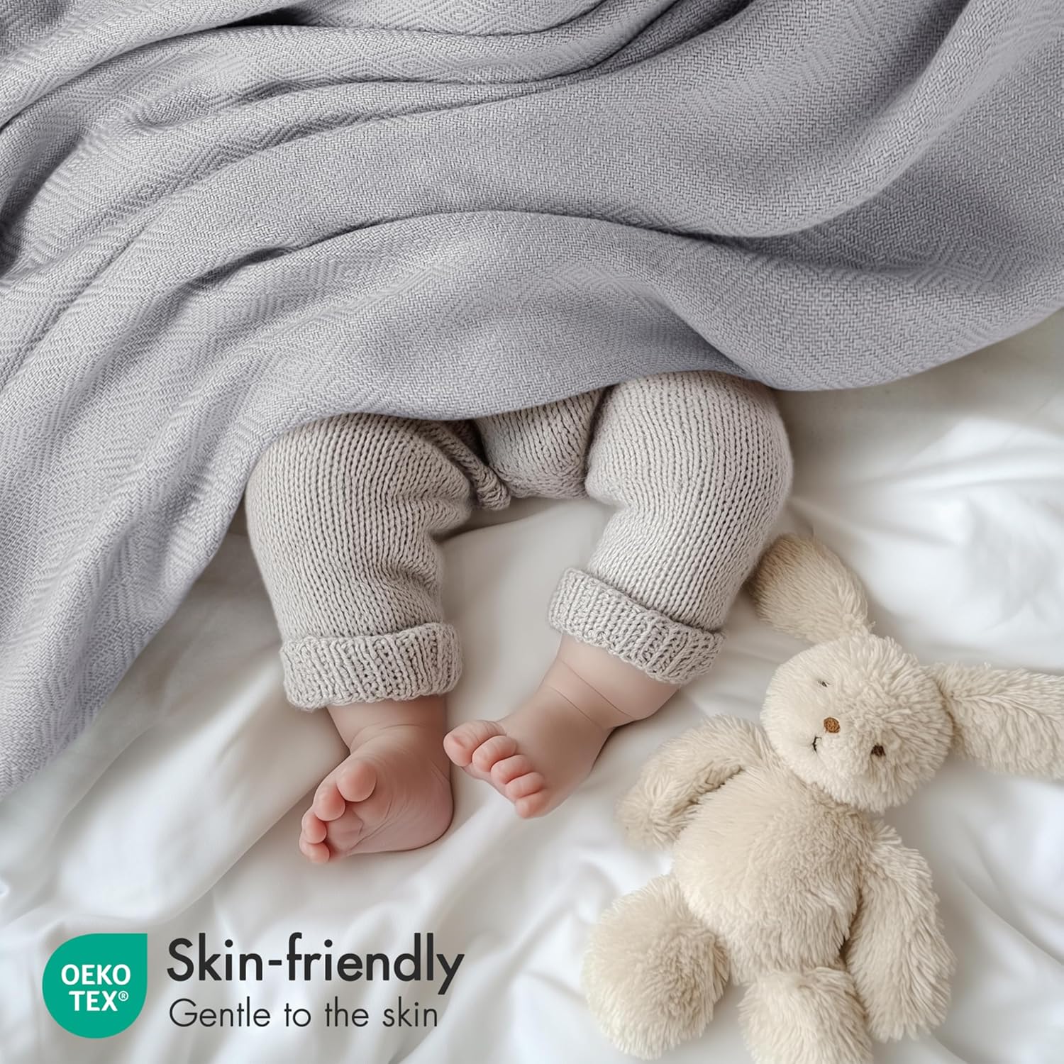 Madison Park King Size Blanket, 70% Rayon Bamboo-Based, 30% Cotton, Breathable for Hot Sleepers Menopause, Ultra Soft and Snag-Resistant, Summer Blanket for Bed or Couch, King 108"x90", Grey - Image 2