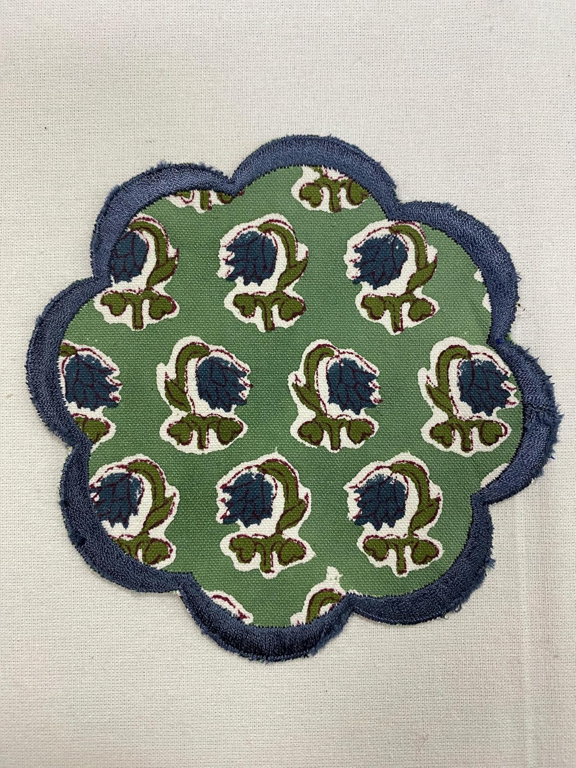 Ridhi 8-Pcs 100% Cotton Hand Block Print Drink Coasters 5" in Basil Green
