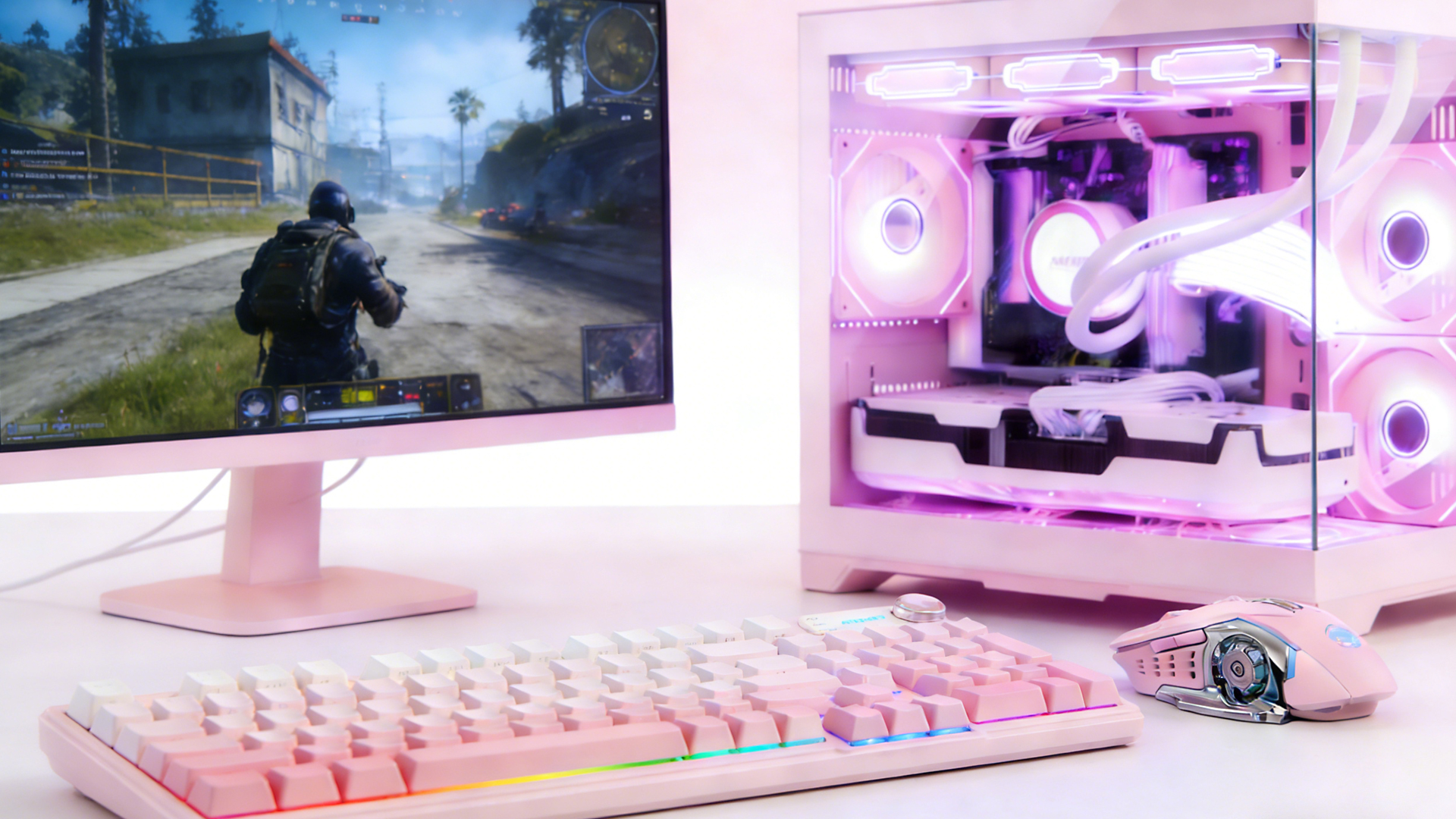 Amazon.com: Ocean Park Pink Gaming PC Gamer Desktop W/ KB & Mouse
