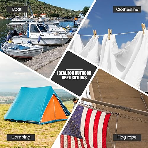 Miniatura 6 de Cuerda de polipropileno trenzado de diamante, cuerda de utilidad de uso general de 38 de pulgada y 100 pies, cuerda marina, todo uso, cuerda de