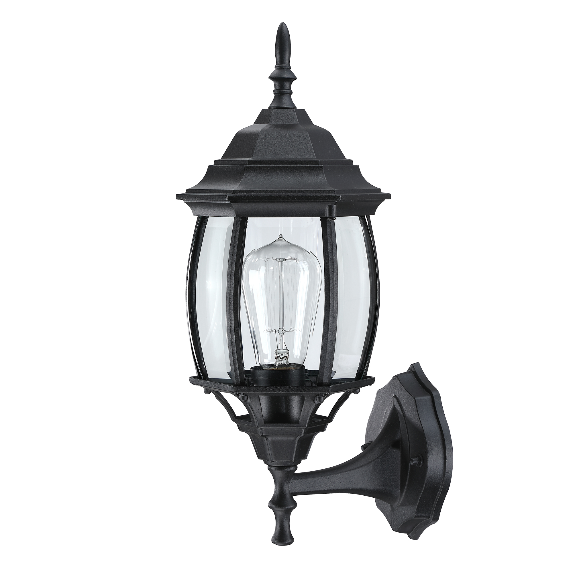 Image of 16.8 Inch Outdoor Porch Light - Black Outside Light for House, Metal and Glass Exterior Wall Sconce, Waterproof Wall Mount Outdoor Lantern for Garage,Front Door,Balcony,E26 Base