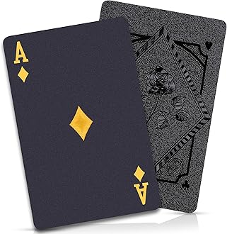 Playing Cards 2 Pack, Waterproof Cards, Plastic Playing Cards, Deck of Card, Cool Black Poker Card Professional Set for Table Magic Pool Camping Party Game, Standard Index Decks (2 Pack)