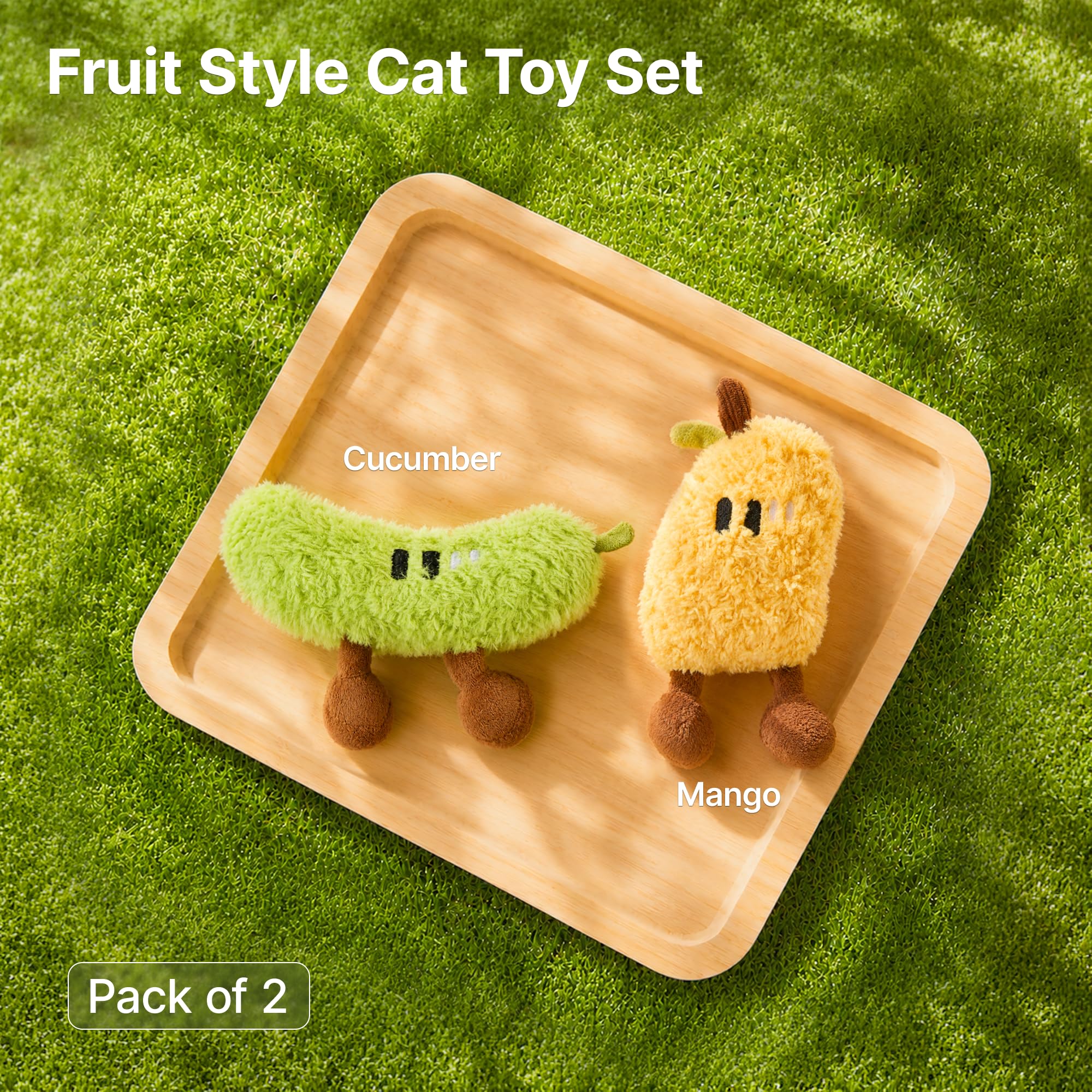 Potaroma Peluche erba gatta frutta gatto giocattolo 2 Pack, Crinkle Interactive Chew Pillow