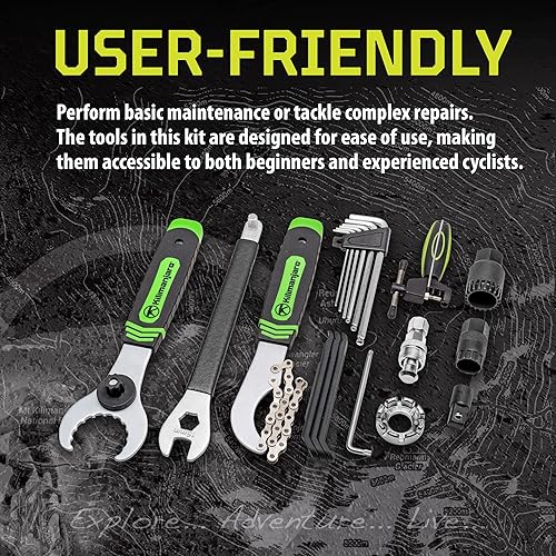 Miniatura 3 de Kilimanjaro Cycle Series - Juego de herramientas de reparación de bicicletas de 21 piezas, llave de radios, palancas de neumáticos, llaves