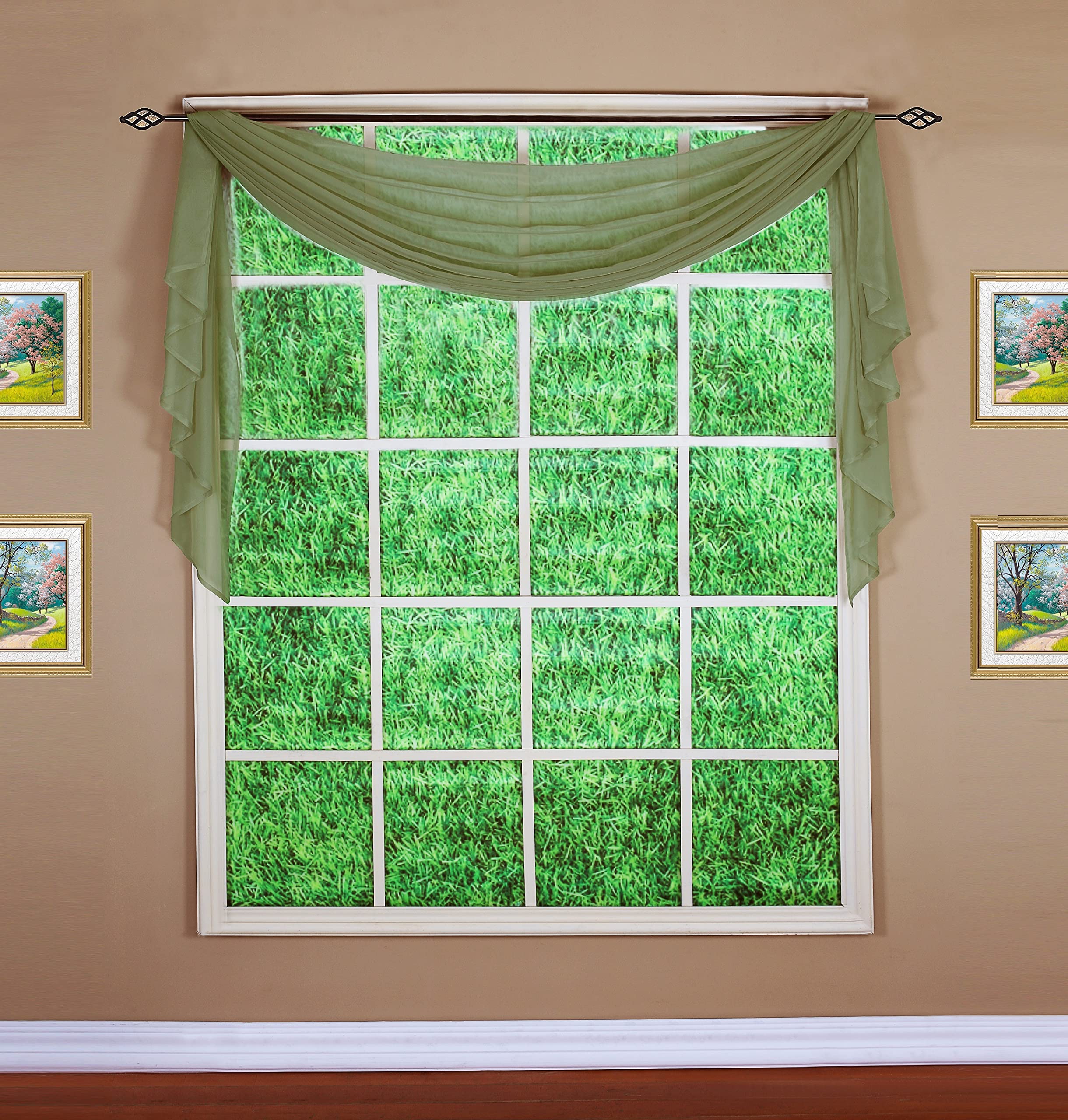 Today's Curtain Emelia Original Voile Scarf 144", Dusty Leaf, 45" W x 144" L
