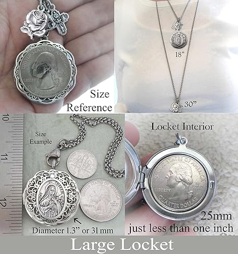 Miniatura 4 de St. Barbara Locket Necklace, Patron Saint Confirmation Gift, Catholic Devotions Jewelry Gift, Gift Boxed, Santa Barbara