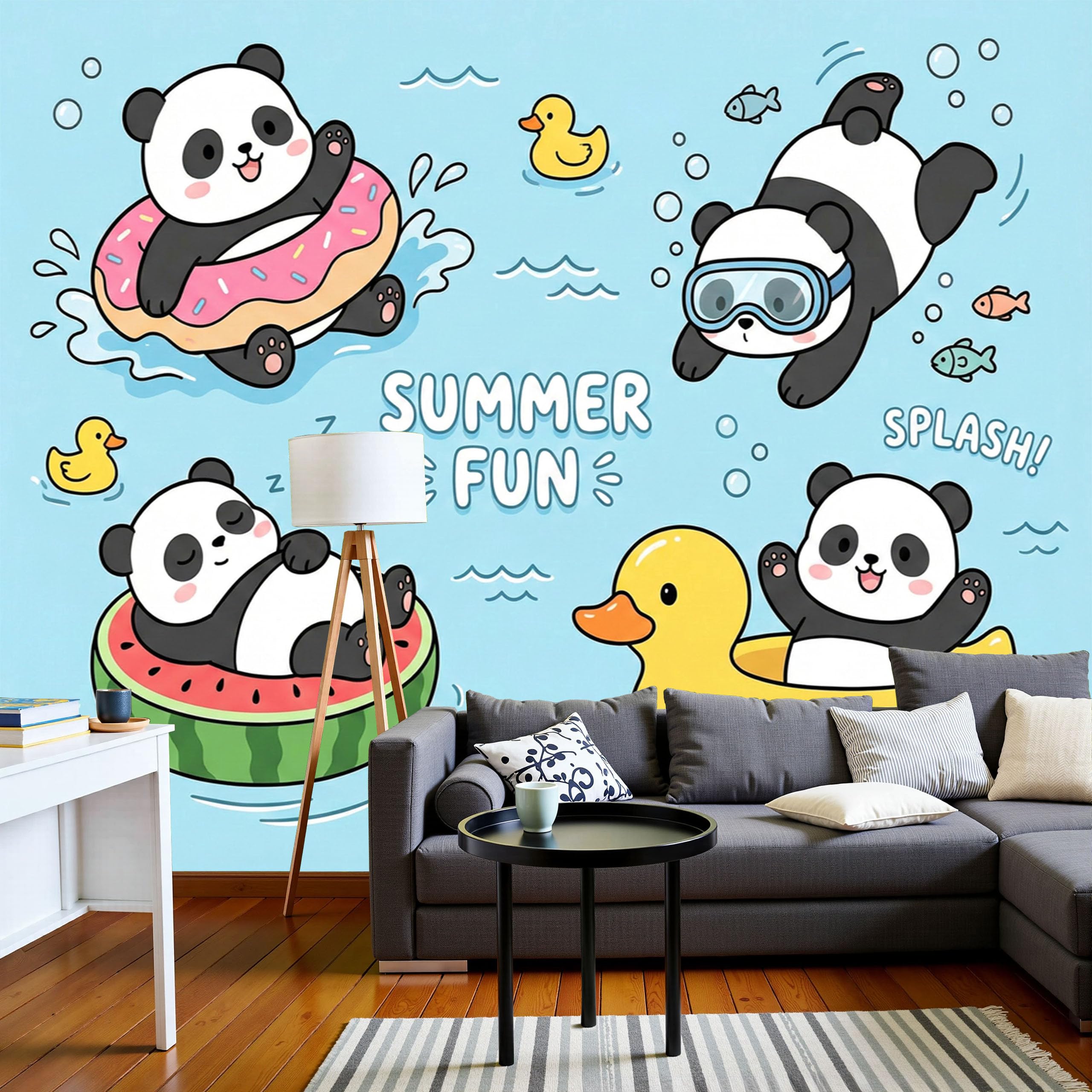 Poster mural panda géant bleu pour créer un nid douillet dans le salon