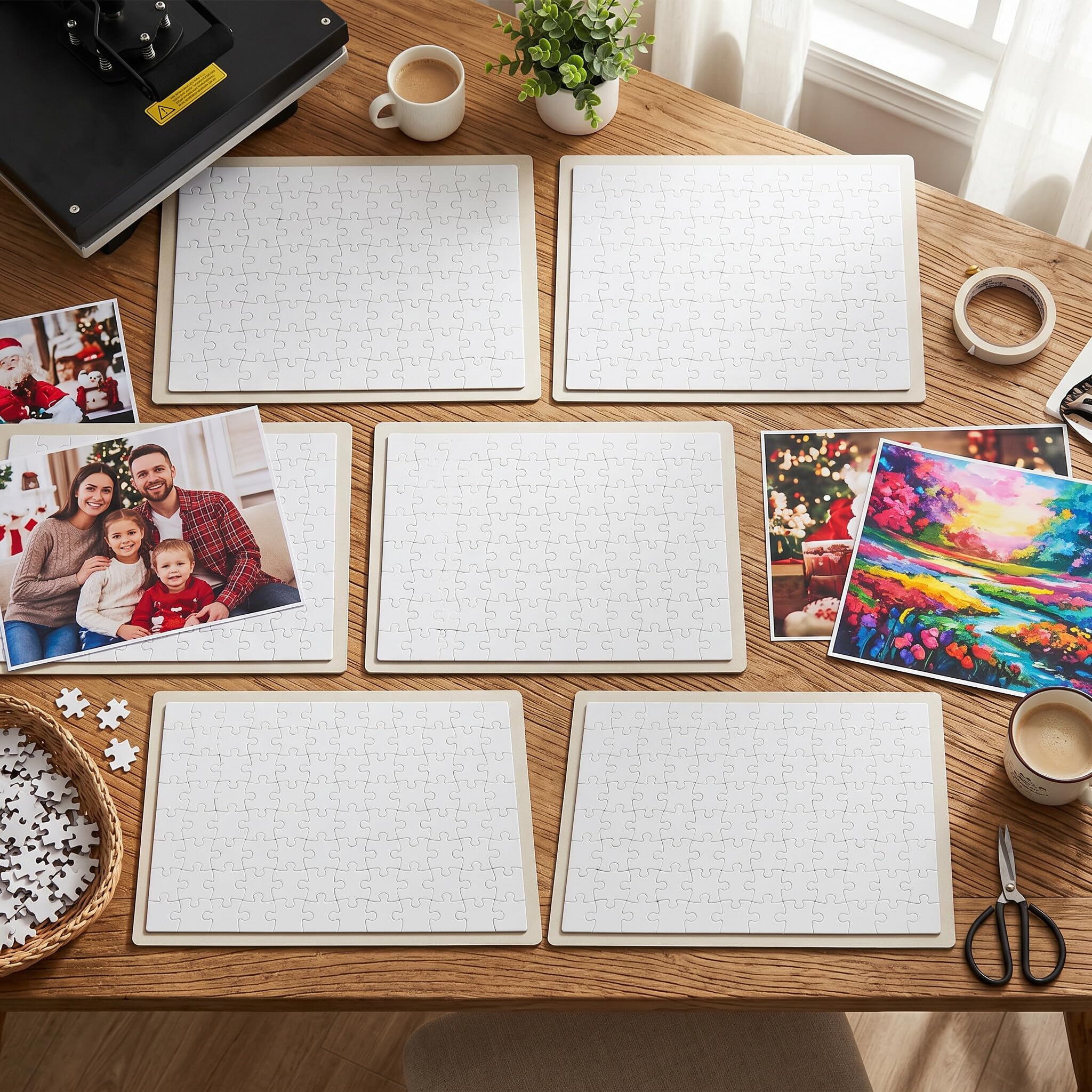 10 Sets Sublimation Blanko Puzzle, Sublimationsrohlinge Puzzl Blanks, Weiße Transferpuzzle Bastelarbeiten für Handgefertigte Lieferungen, A4 20 X 29 cm