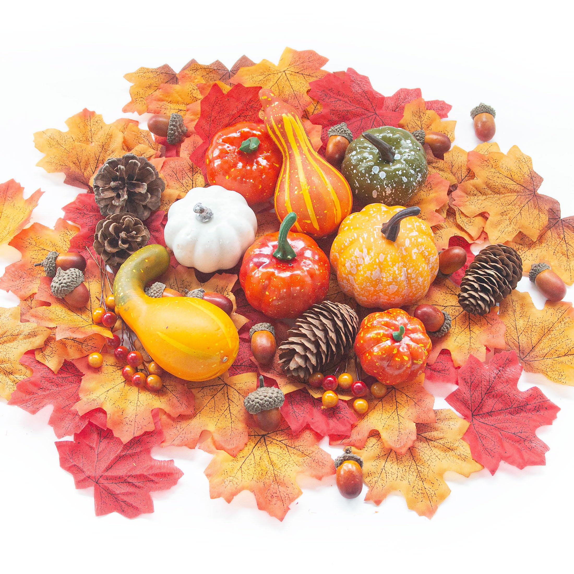 108pcs Artificial Pumpkins Autumn Decorations Set，Fall Harvest Table Decor
